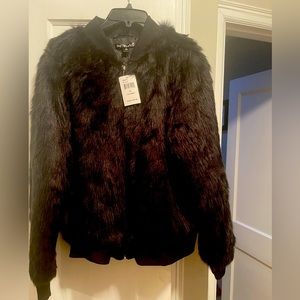 Faux fur bomber jacket